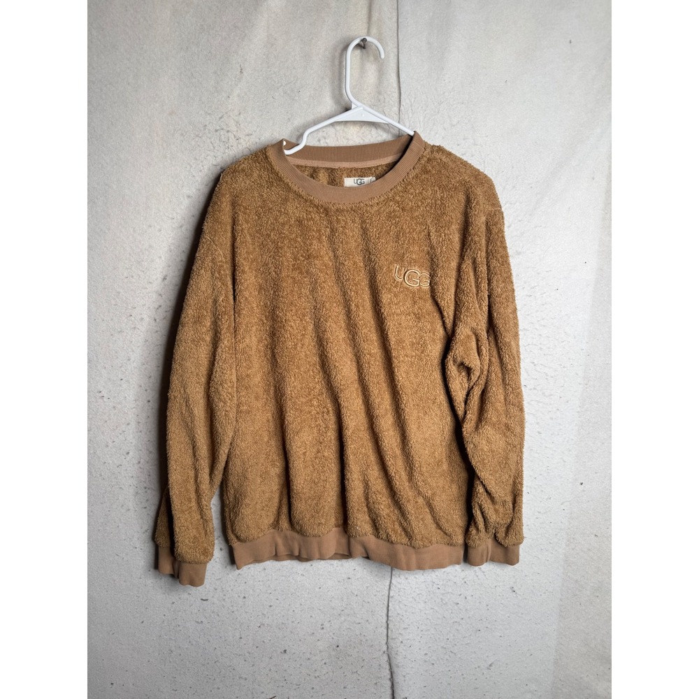 UGG Mens Fleece Crewneck Sweatshirt Chestnut Brown Sherpa Pullover 1121071 M